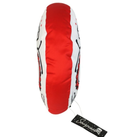 Red Dia de los Muertos Sugar Skull Throw Pillow Goth Halloween Satin Home Decor - Picture 2 of 2